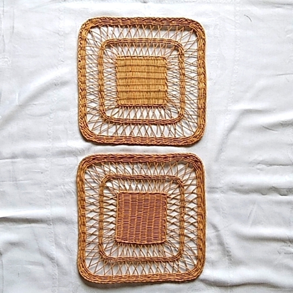 𝅺square Woven Tray Set of 2 Bohemian Home Decor